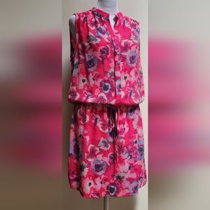 NWT Jasmine & Juliana Chiffon Pink Gray Floral Watercolor Dress Women's Size 6
